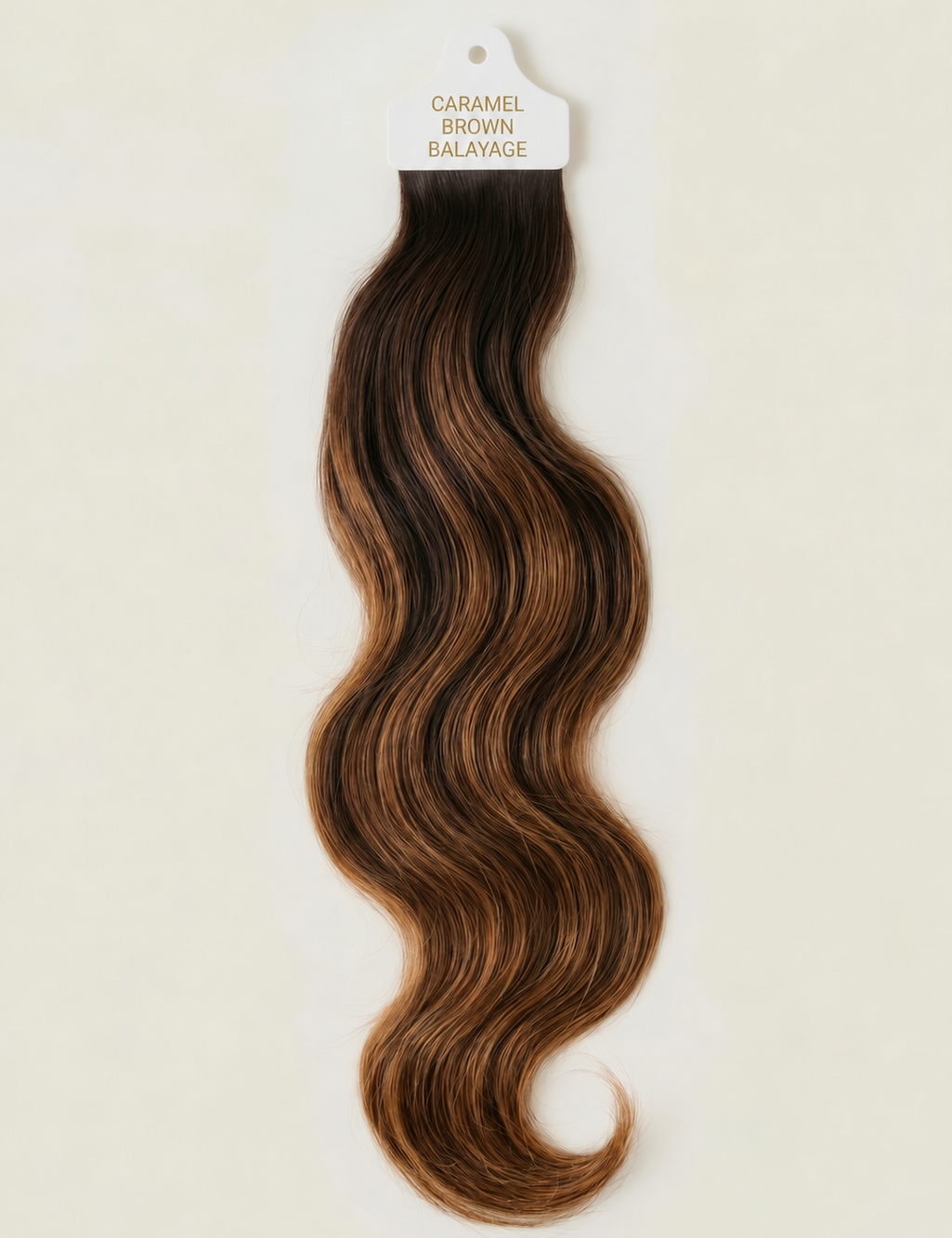 VELIA Caramel Brown Balayage individual hair shade sample
