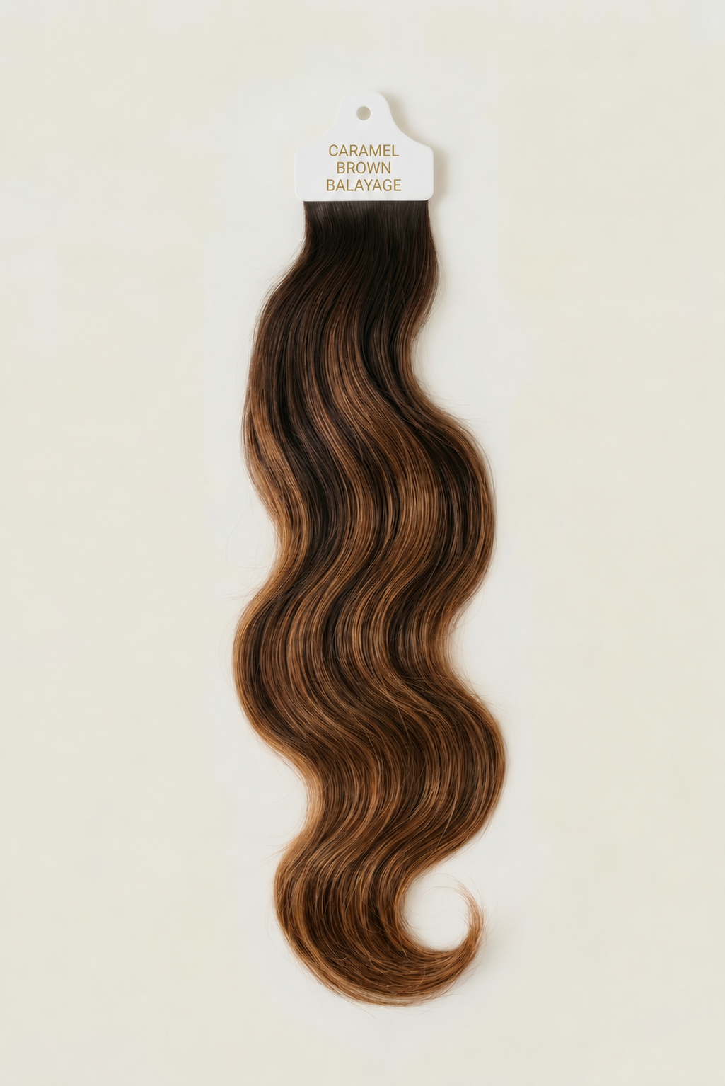 VELIA Caramel Brown Balayage individual hair shade sample