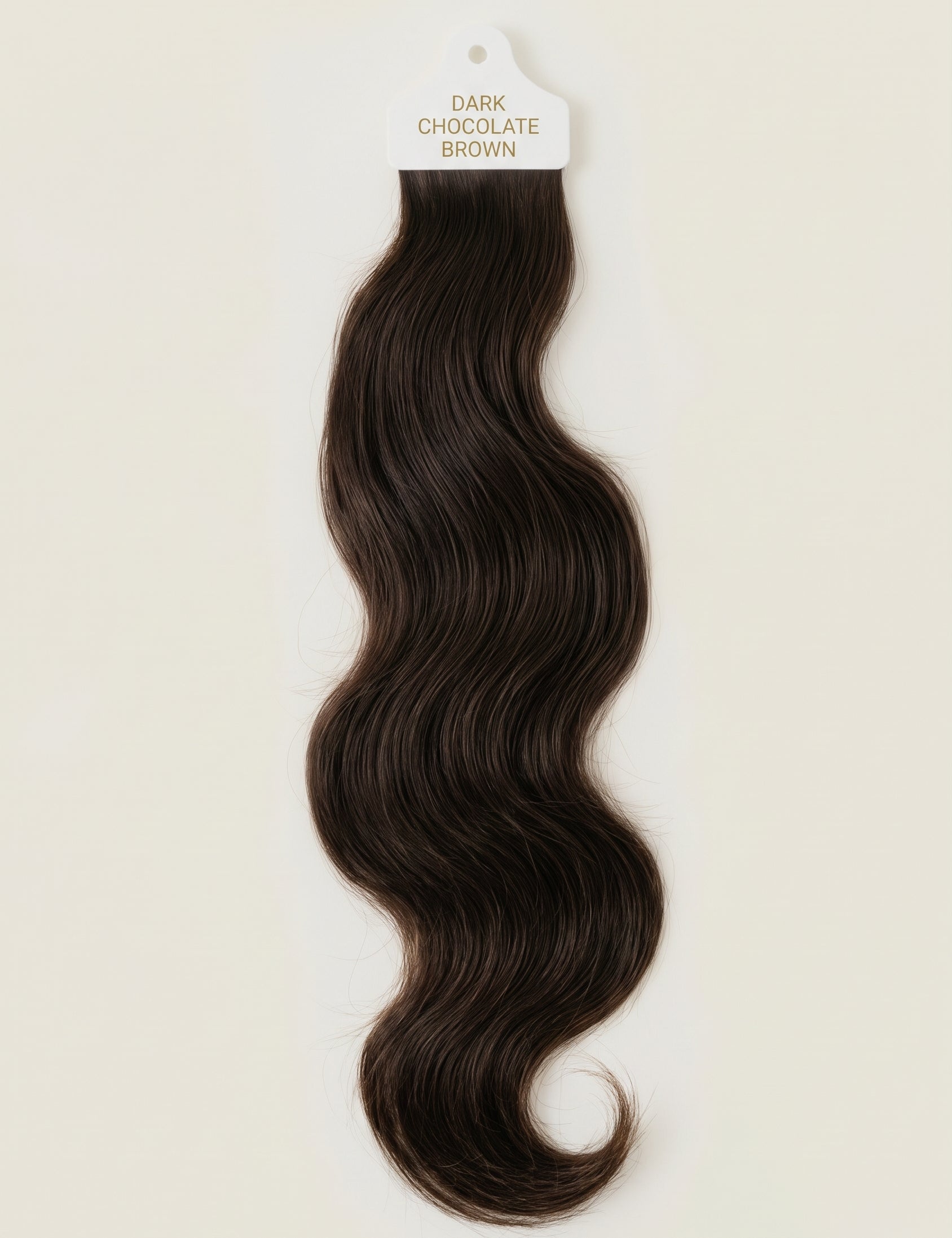 VELIA Dark Chocolate Brown individual hair shade sample