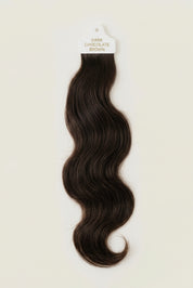 VELIA Dark Chocolate Brown individual hair shade sample